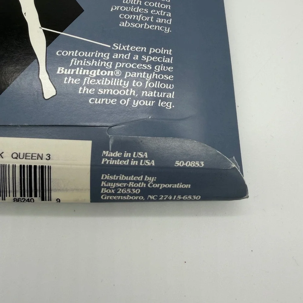 Vintage Burlington Classic Full Figure Pantyhose Black Queen 3 W41